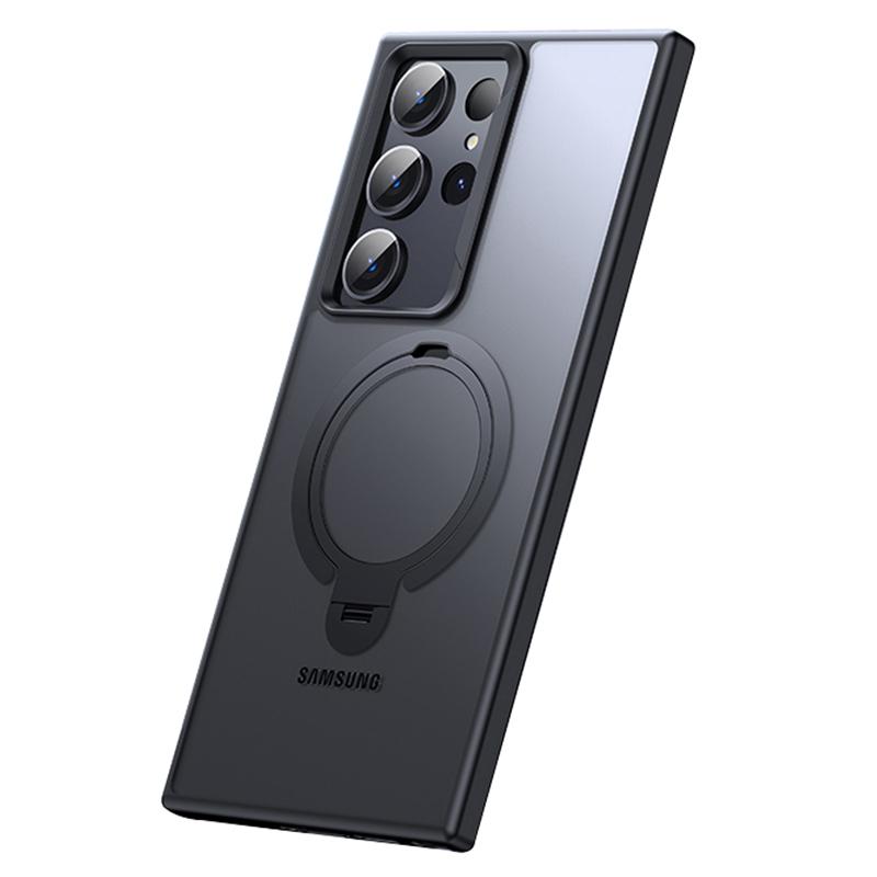 For Samsung Galaxy S24 Ultra Phone Case Magnetic Ring Kickstand Anti-shock Cover Compatible with MagSafe