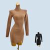 High Collar Pure Color Short Silm Hip Knitwear Dress Sweater Inner Soft Stretch Women's Clothing Thick