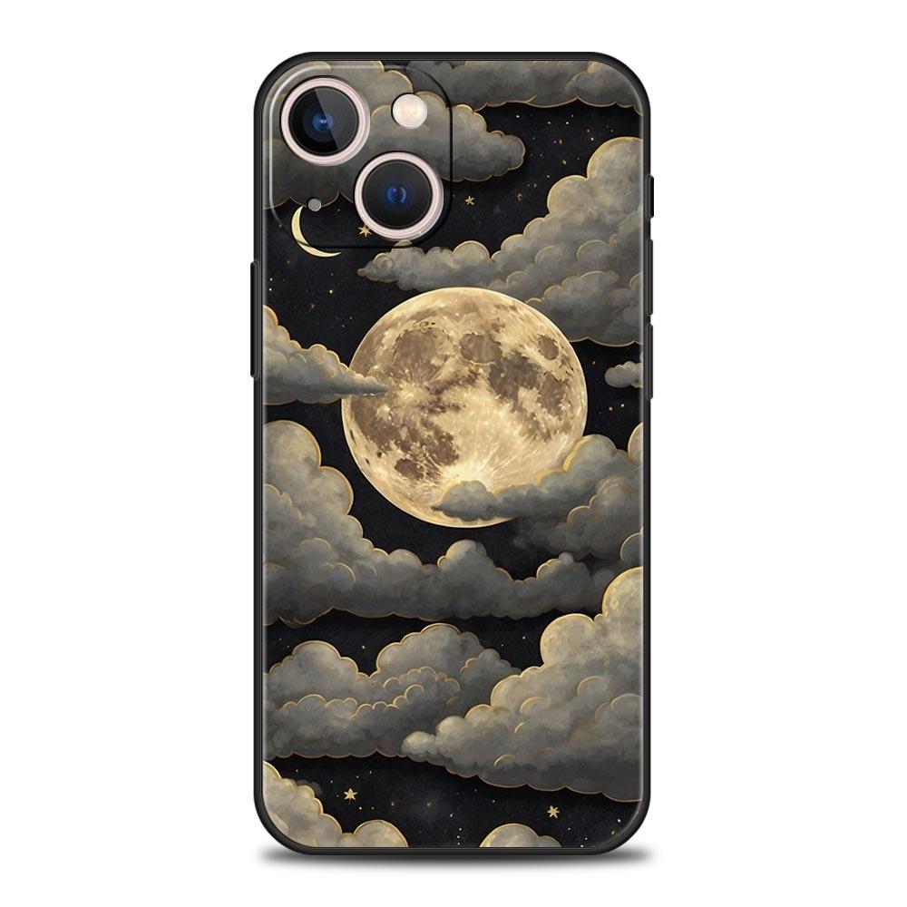Moon Cloud Comic Style Phone Case For iPhone 17 Air 16 Plus 13 15 14 12 11 Pro MAX 7 8 SE Soft TPU Shockproof Cover Funda