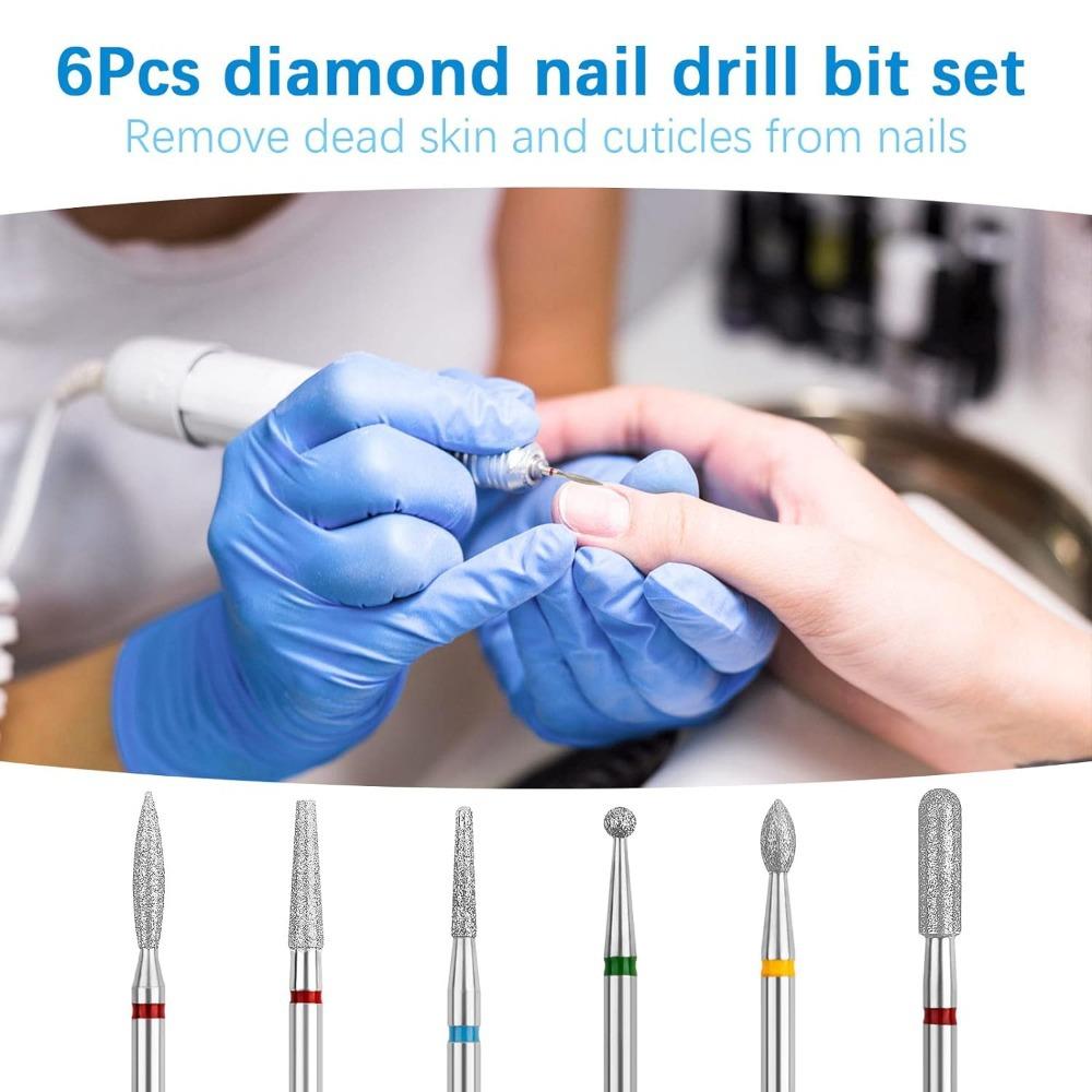 6 PCS Emery Nail Drill Bits Set Cuticle Remover Nail File Heads Manicure Machine Accessories