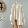 Spring Retro Design Cotton Linen Long Sleeve Women's Shirt Button Tea Costume Elegant Fashionable Business Casual
