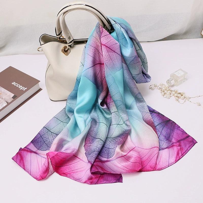 High Quality 100% Silk Scarf Shawl Hijab Wrap Women Hand Roll Edge Spring Summer Beach Scarves