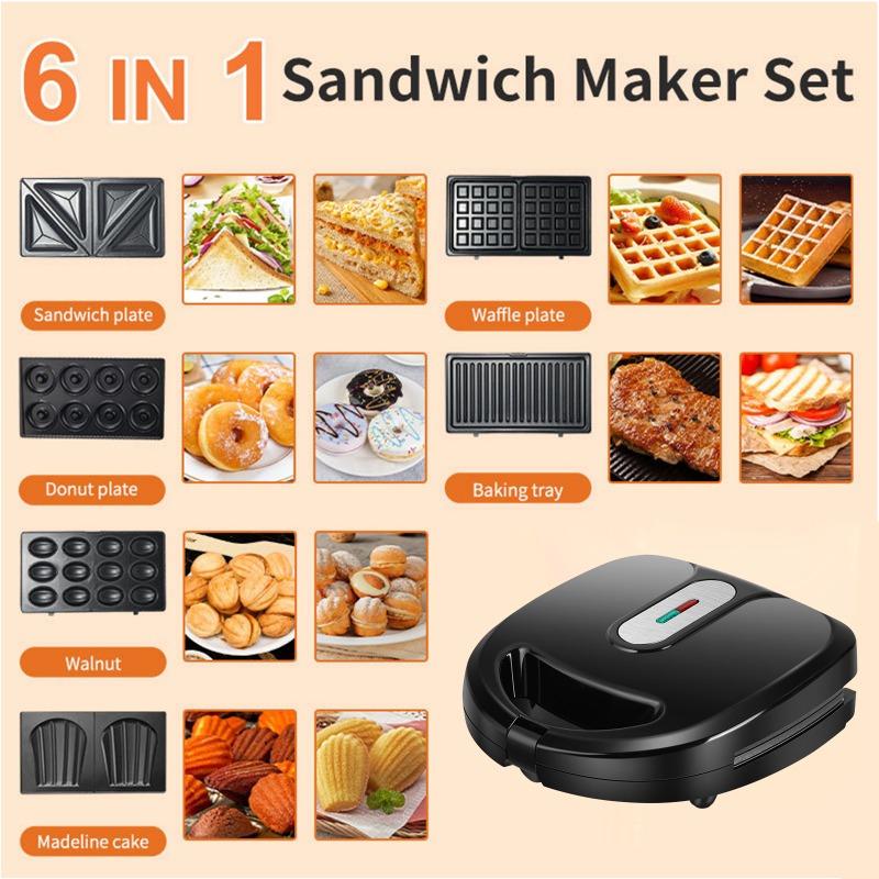 6 In 1Sandwich Waffle Machine Donut Machine Electric Cake Bell Madeleine Biscuit Breakfast Machine