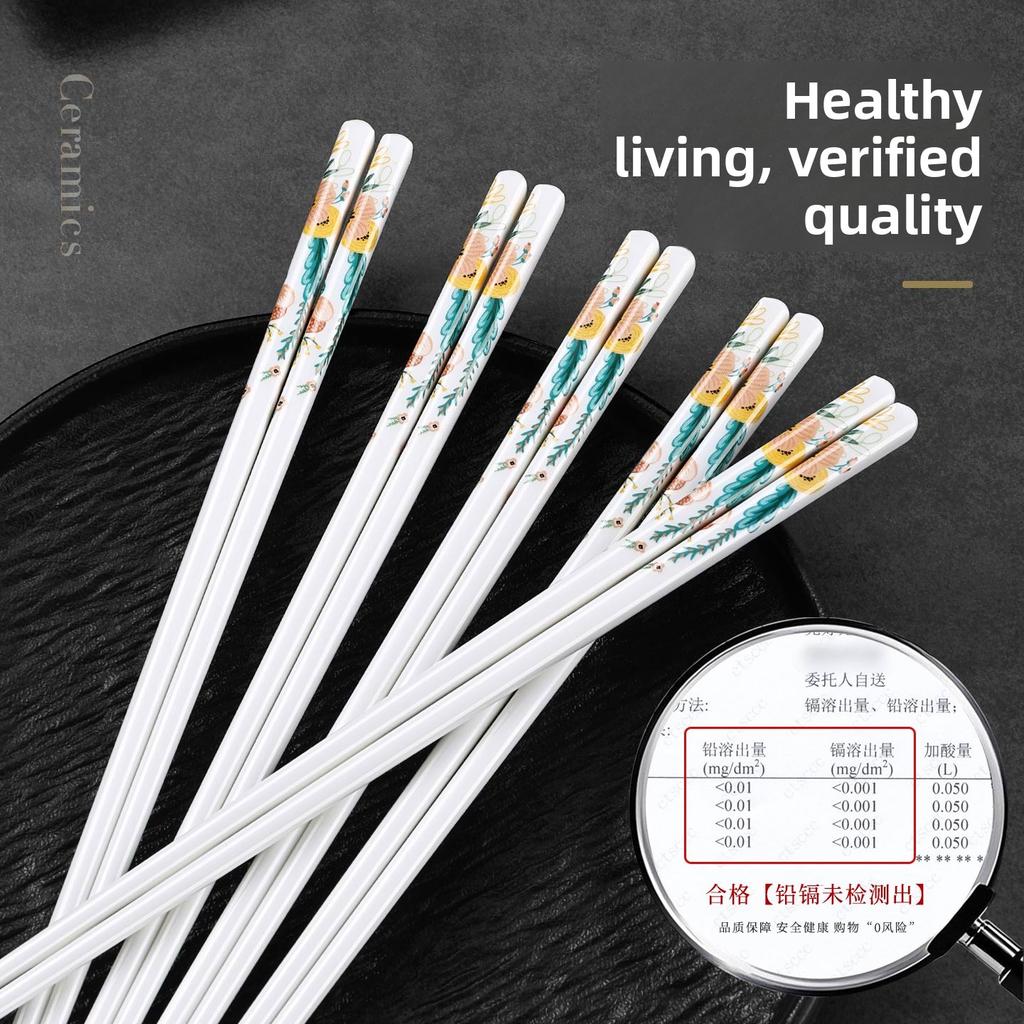 Creative Cotton Flower Ceramic Chopsticks for High End Household Use, Antibacterial, Anti Mold, Anti Slip, Moisture Resistant