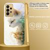 Fantastic white kitten For Samsung A50 A51 A52 A53 A54 55 56 14 15 13 16 26 31 32 33 34 35 70 71 72 73 Golden glass phone case