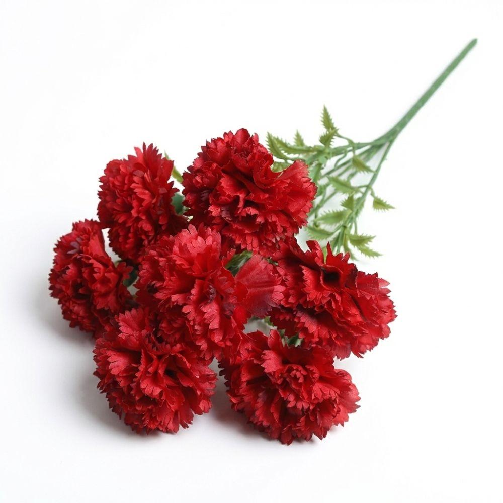 Silk Cloth Artificial Carnation Bouquet Photography Props 7 Heads Simulated Carnation Mother's Day Gifts Wedding Fake Flower