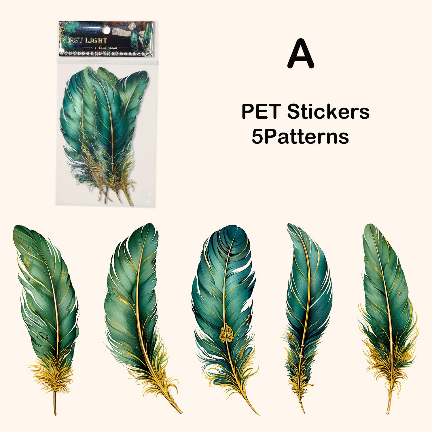 

5 шт./упак. наклейки с перьями для домашних животных, сделай сам, скрапбукинг, художественный коллаж, мусорный журнал, декор, наклейки, канцелярские принадлежности зелёный
