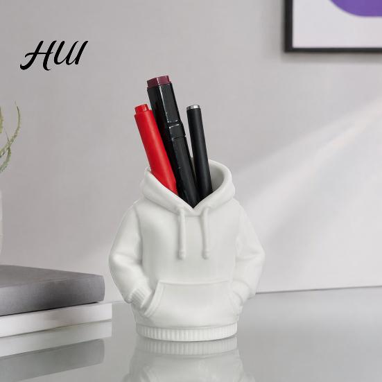 Stylish Stationery Holder 3D Printed Hoodie Pen Holder, Sweatshirt Shape Desk Organizer, Makeup Brush Creative Storage for Pens, Brushes, Office