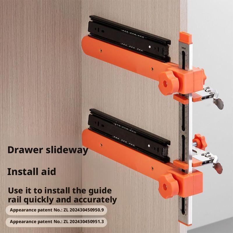 Drawer Slide Installation Jig Kit, Drawer Slide Tool, Precision Cabinet Hardware Jig, Shelf Pin Jig Hinge Jig for Cabinets E0Z9