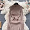 Elegante strass con spalle scoperte manica lunga maglia aderente abito tubino slim basic moda maglione vestido abbigliamento invernale sexy