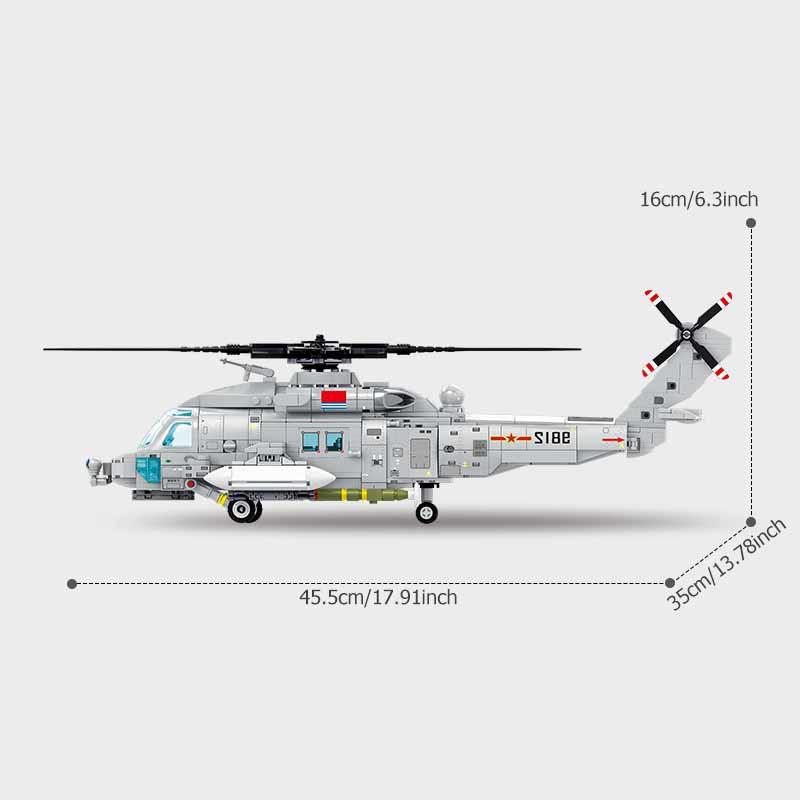 Non-Toxic Sembo 862Pcs Navy Type Z-20 Helicopter Building Blocks Moc Armed Aircraft Fighter Soldiers Model Bricks Kids Toys For Children Gifts