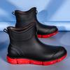 Black Short Men's Rain Shoes, Classic Dirt-resistant Wading Shoes, Fishing Shoes, Kitchen Function Short Water Boots