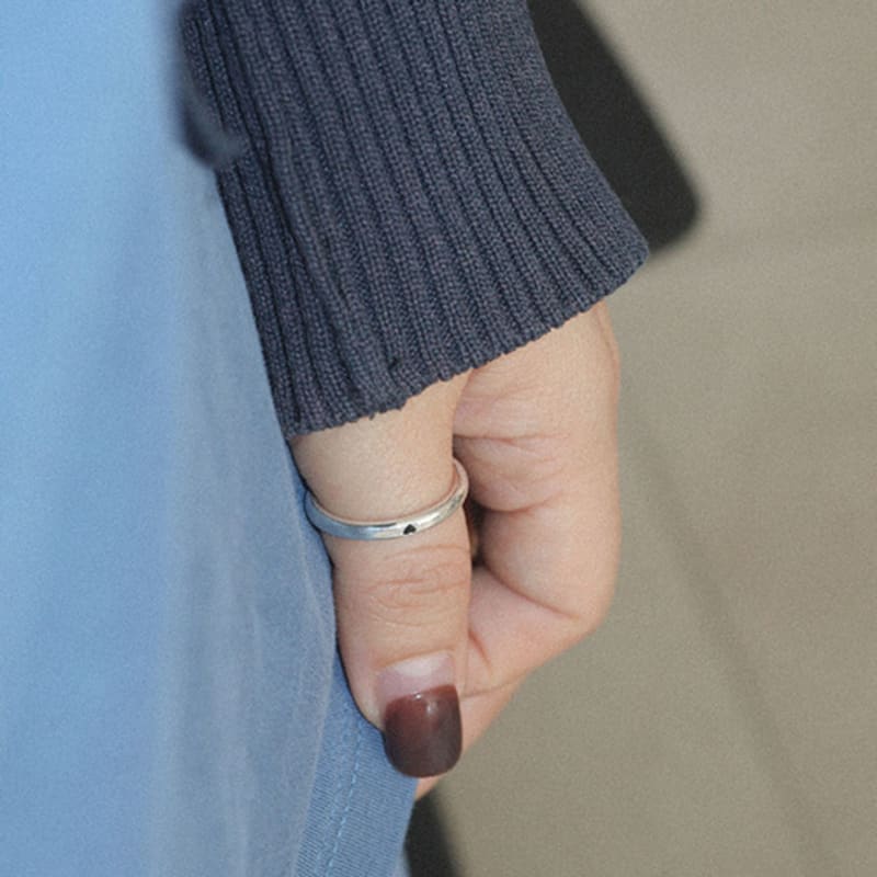 modernlike silver 925 mini black heart open ring