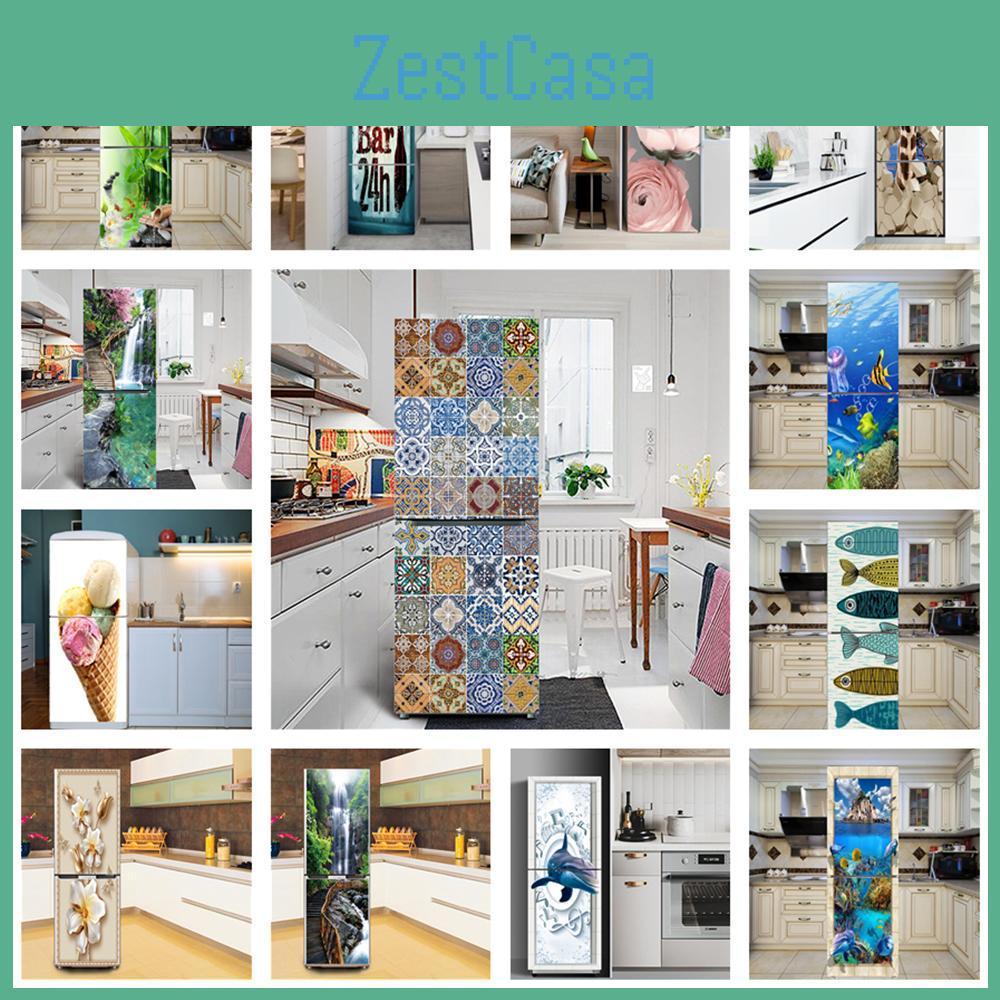 Bamboo Arabic Forest Fridge Sticker Refrigerator Wallpaper Vinyl Door Cover Beer Selfadhesive Mural Kitchen Decor Decal Poster