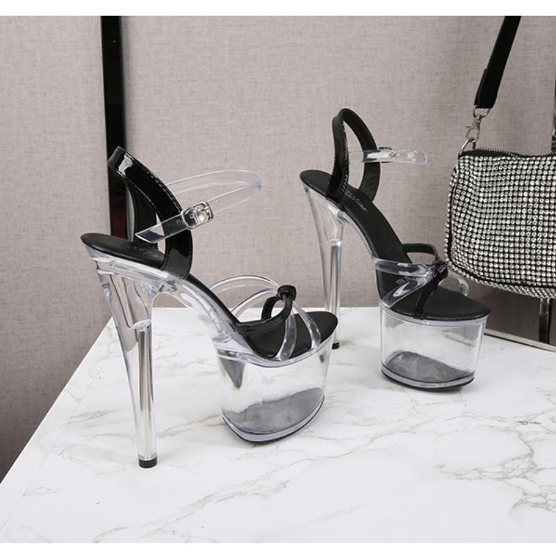 Damenschuhe Stilettos Lackleder Sexy Transparente Schnalle Mode Sandalen 181 Serie 16,5 cm Absatz 7 cm Plattform LFD