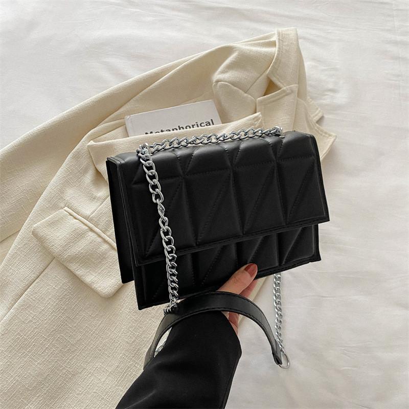 New 2024 Women s Shoulder Bag Korean Style Simple Spring Fashion Chain Crossbody Bag Black