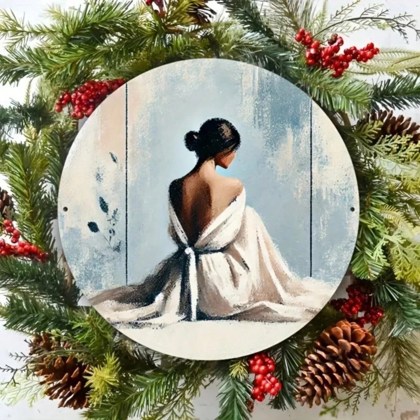 Iron Wall Art Round Impressionist Abstract Nude Woman Modern Decor 20x20