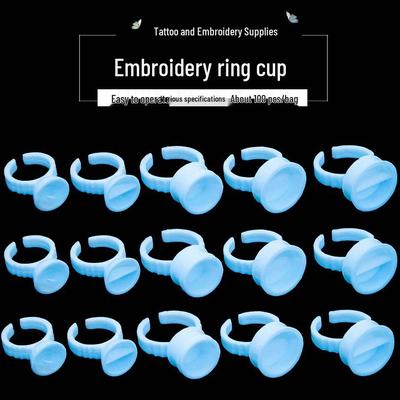 Blue Microblading Pigment Ring Cup and Eyelash Glue Tray