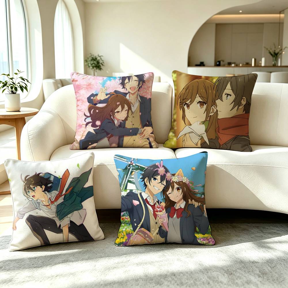 H-Horimiya Hori Kyouko Miyamura  Square Double-Sided printed Pillow Case Bedroom Bedside Pillow Sofa Cushion Cover