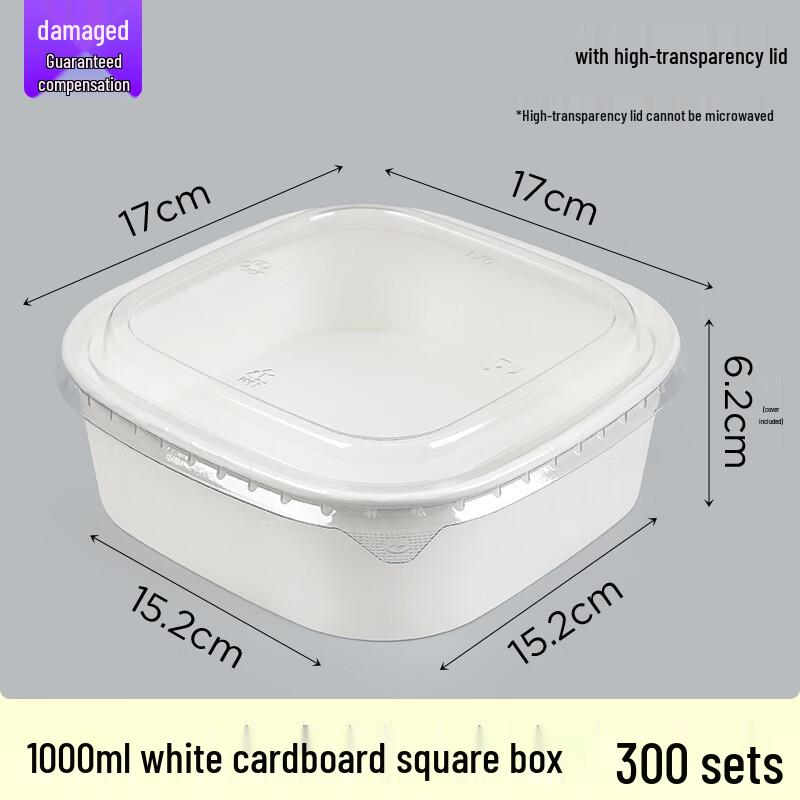 White Square Kraft Paper Takeaway Box with Clear Lid