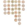 50 Pieces Wood Tags Round Heart Shaped Wooden Discs with 2 Holes and 50 Pieces Rings for Birthday Board Calendar DIY Crafts