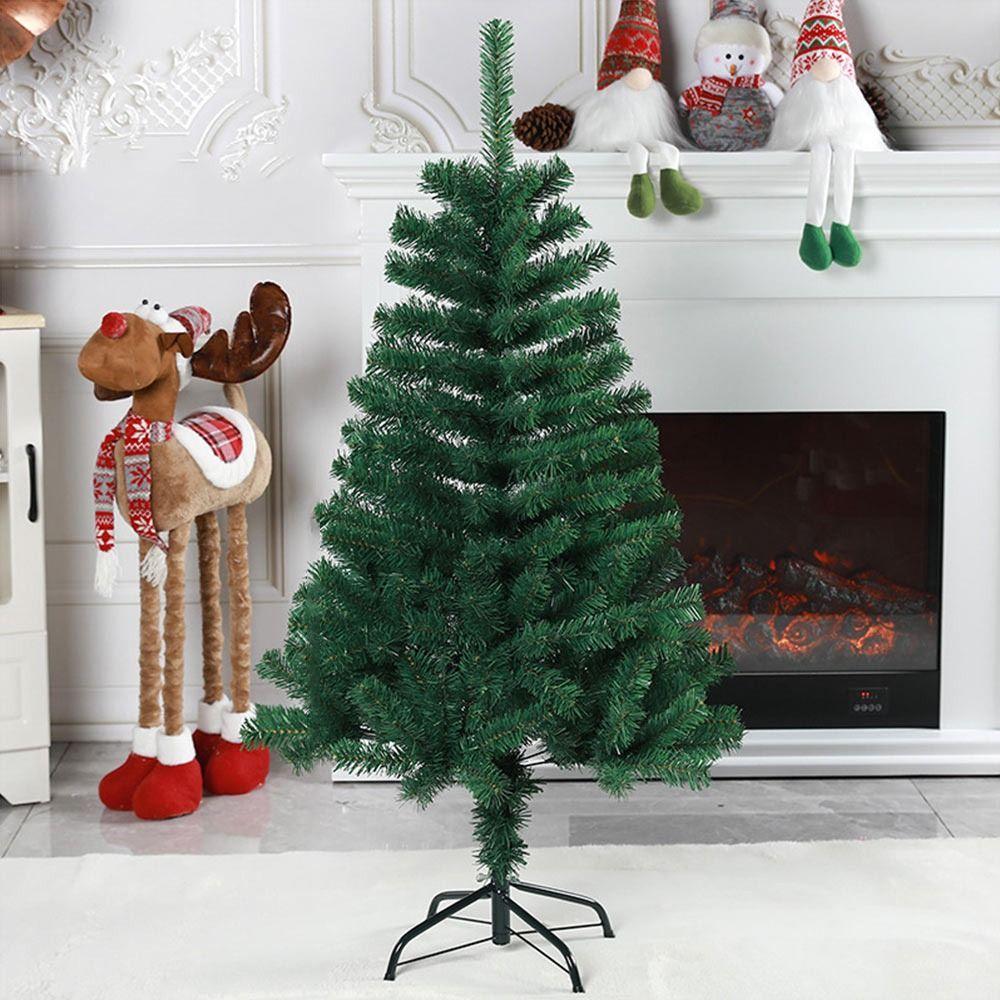 Green Artificial Christmas Tree Encrypted Design Metal Stand Simulation Artificial Fir Tree Christmas Atmosphere PVC