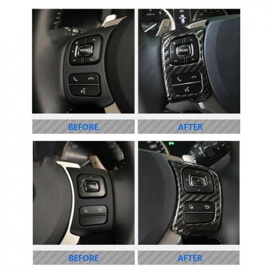 2x Real Carbon Fiber Car Steering Wheel Button Frame Sticker For Lexus NX 15-19