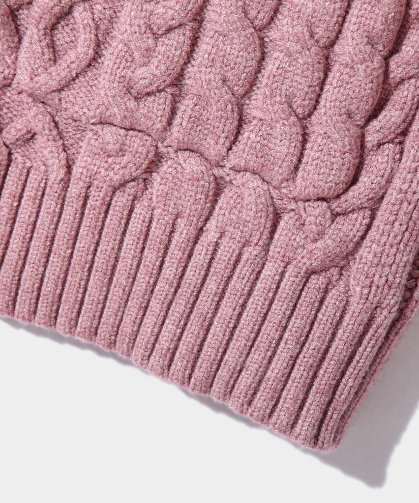 Dimiteulibeullaeg 2Way Heavyweight Cable Knit Zip-Up Hoodie_Dusty Pink