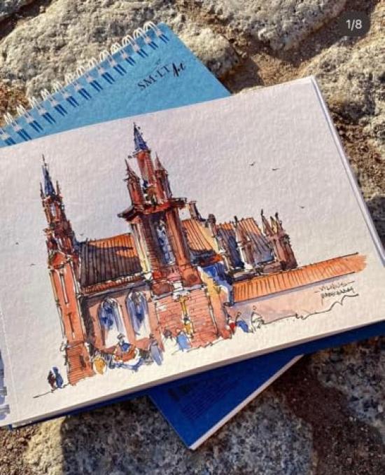 Authentic Sketchbook Watercolor Premium Watercolor Paper Lay Flat Binding Size 140 X 140mm SM•LT