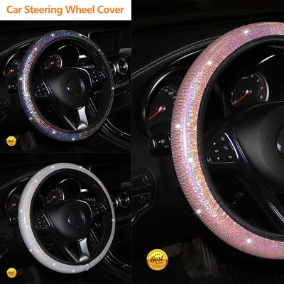 Car Steering Wheel Cover Universal Diamond Blingbling Crystal Set Steering-Wheel Car-styling Car Wheel Cover Woman Accessories
