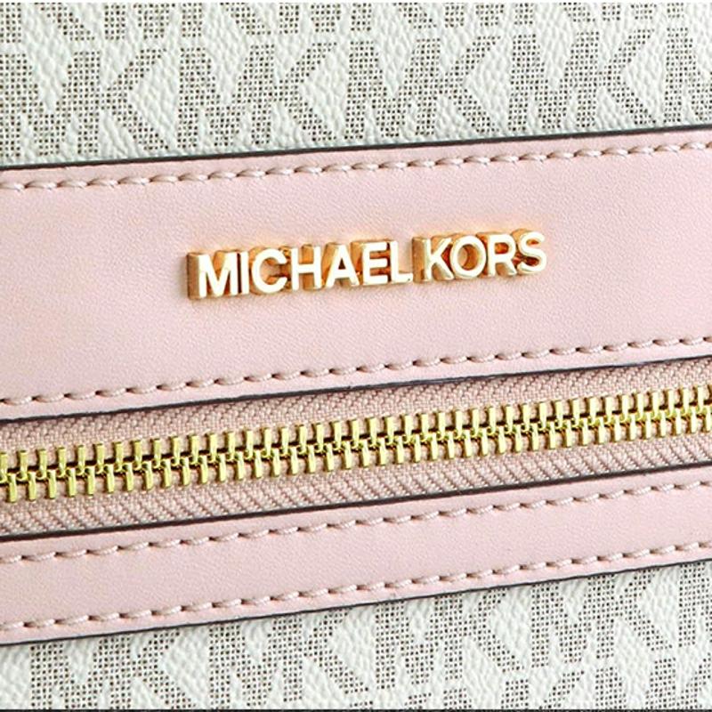 Michael Kors Mk Kenly Vintage Color Block Large Capacity Pvc Tote Bag Women Tote Bags Vanilla-White Pink 35T0GY9T3B-640