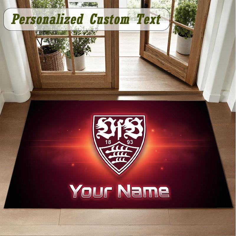Crystal Velvet Square Rug Custom NameVfB Stuttgart FC Pattern Non Slip Home Floor Decor Rug