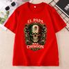 El Papa Mas Chingon Graphic T Shirts Mexican Skull Flag Design Cotton T Shirt Unisex Unisex Printed Round Neck Short Sleeve Soft