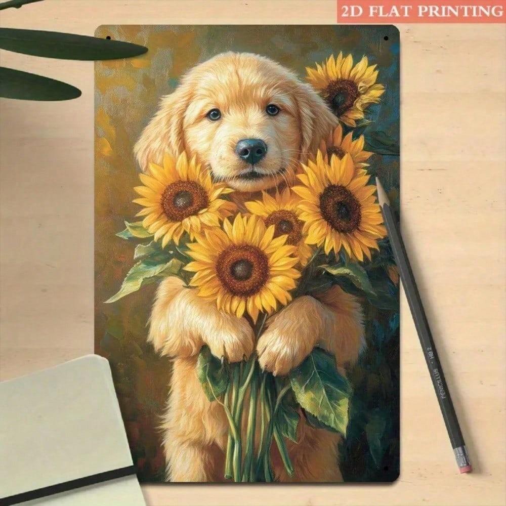 Vintage Sunflower Metal Tin Sign 8x12 Inch Rustic Farmhouse Wall Art Living Room Porch Decor