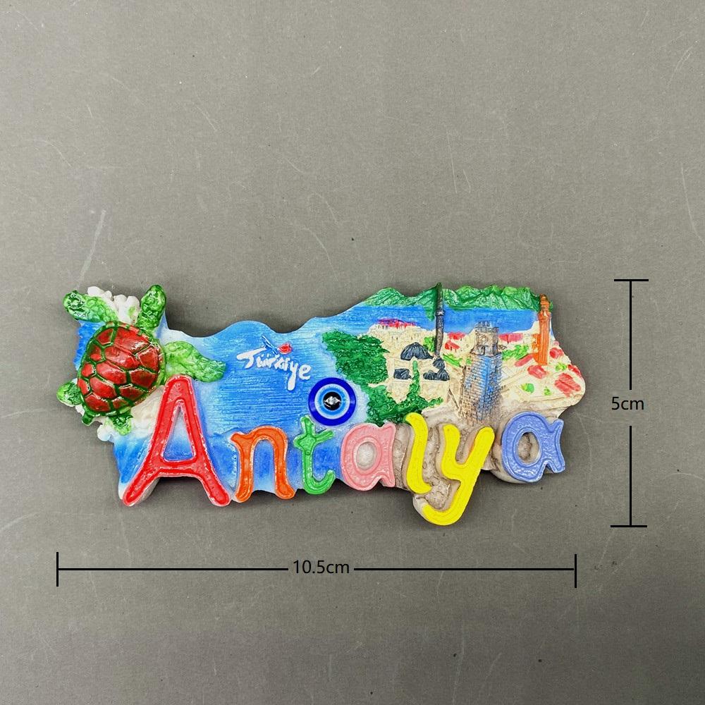 Turkey Fridge Magnet Souvenir Antalya Magnetic Tourist Souvenir Decorative Magnet for Refrigerator 3D Resin Painted Handicraft