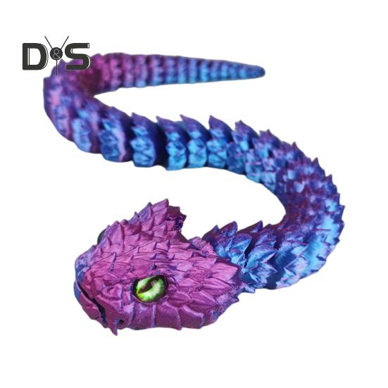 

3D-печатная фигурка змеи с подвижными суставами, фигурка змеи, шарнирная модель животного, игрушка для домашнего офиса, книжной полки, украшения рабочего стола, орнамент синий/красный