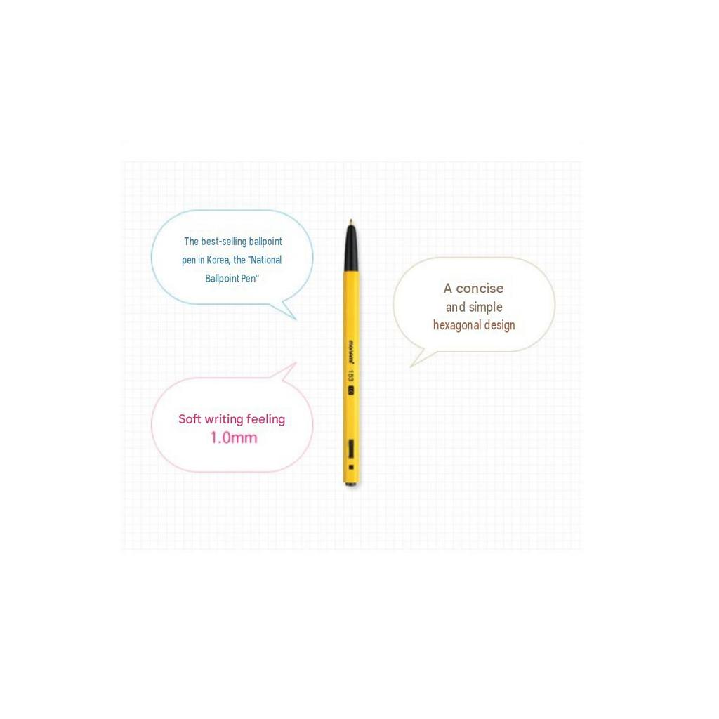 Monami 153 Ballpoint Pen 1.0mm Bold (12pcs/1 Set) 3 Colors/ Back To School College Student Pen Smooth Writing K-Stationery