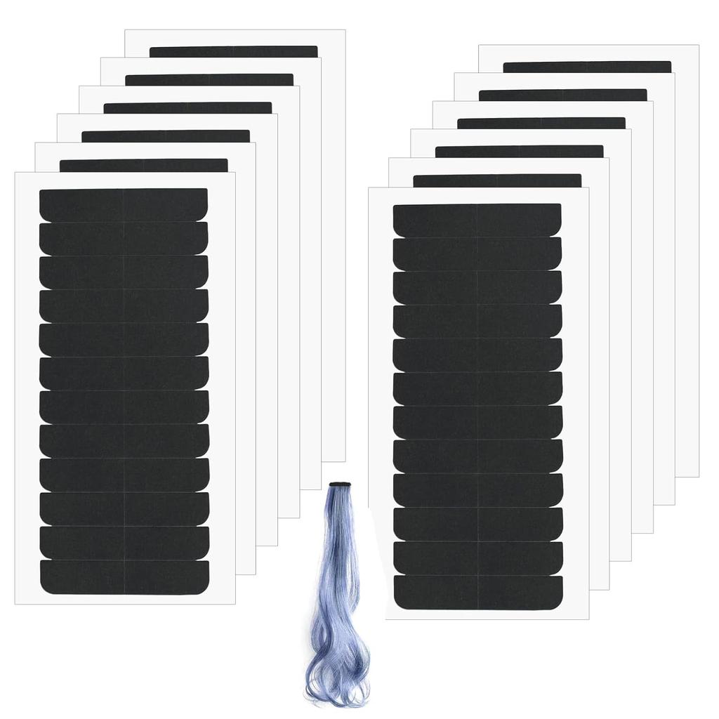 144 PCS Hair Extension Tape, Black Double Sided Hair Extension Tape Invisible Waterproof Adhesive Replacement Tape for Hair Wig Tape Beauty Tools