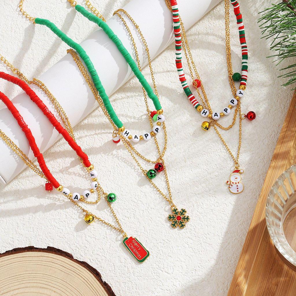 Exquisite Holiday Jewelry Set: Cross-Border Christmas Necklace with Bells & Snowman, Perfect for Autumn/Winter