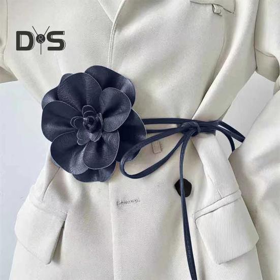 Boho Flower Waist Belt for Women Girls Floral Faux Leather Rope Waist Band Wedding Dress Thin Waistband