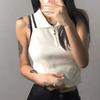 2026 Spring/Summer Women's Color Block Knit Vest with Doll Collar and Tight Elastic High Waist Cropped Design