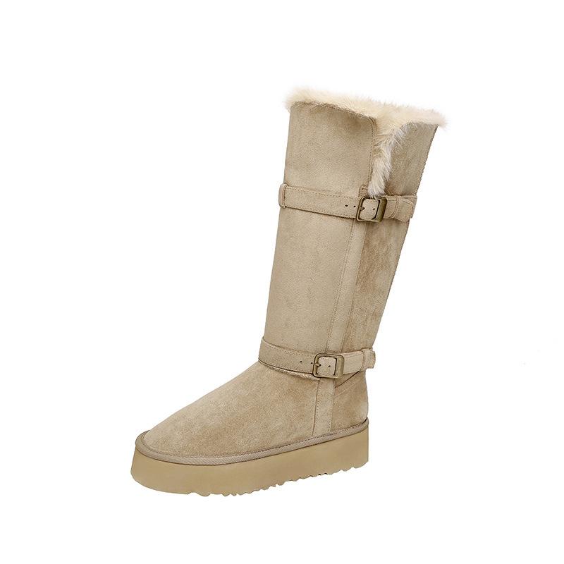 Milch Huhu~ Zwei tragen gefaltete dicke Sohle Schneestiefel für Damen Winter rutschfest warm Samt Nordost Schnee Baumwollstiefel