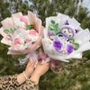 Bambole Gatto Kawaii Hello Kitty con Fiori Artificiali Bouquet Creativo Regali di Natale San Valentino Compleanno Laurea