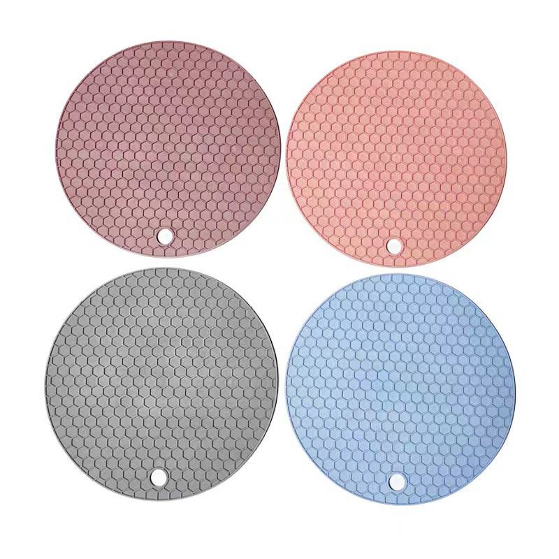 Round Silicone Honeycomb Insulation Pad: Anti-Scalding Coaster & Table Mat, High Temp Resistant Casserole Mat.