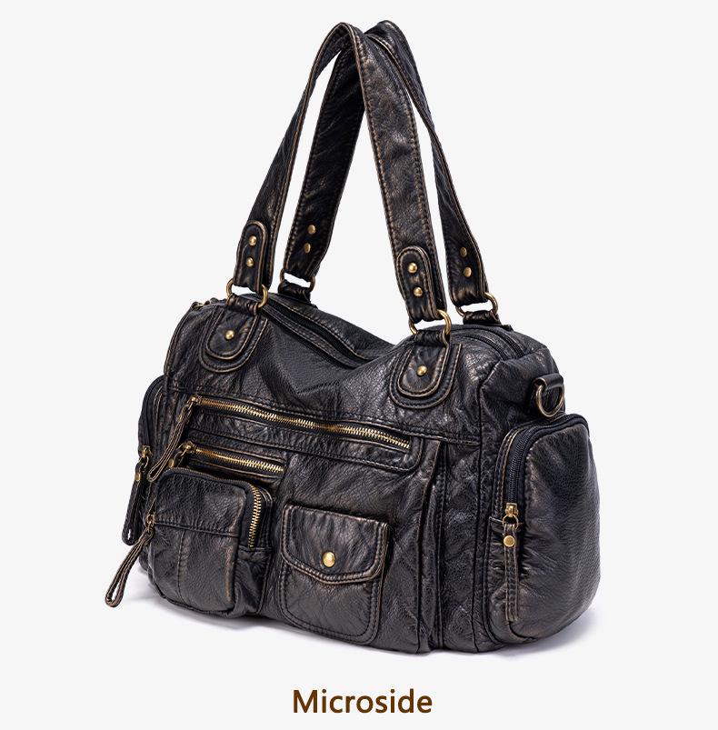 Women's Y2K Washed Distressed Large Motorcycle Shoulder/Crossbody Handbag