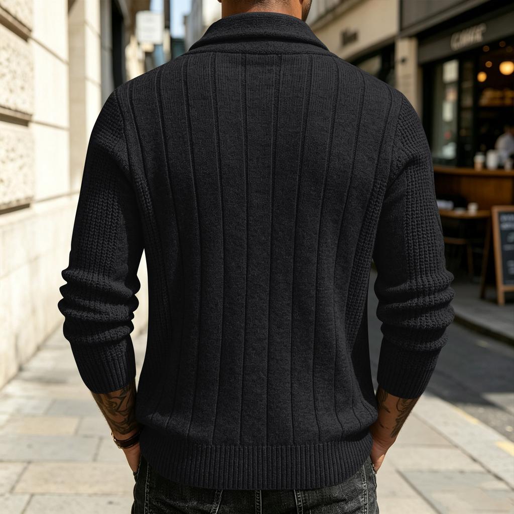 Herren Strick-Cardigan-Pullover, Farbe Knopfleiste Umlegekragen, Warm Vielseitig Trendig Herbst Winter Lässige Oberbekleidung