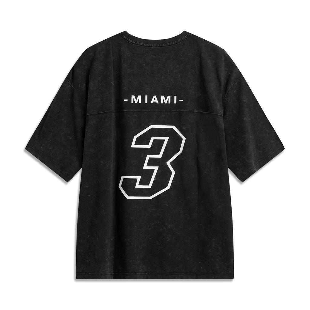 Li-Ning Comfortable Simple Versatile Loose Letter Print Round Neck Short Sleeve T-Shirt Men Tops Black AHSU365-4