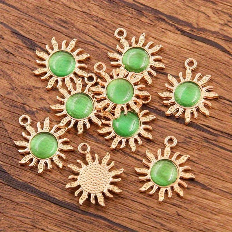 10 Pieces Sun Pendant, Diy Jewelry - Silver Plated Jewelry Making Accessories for Bracelets, Necklaces and Earrings