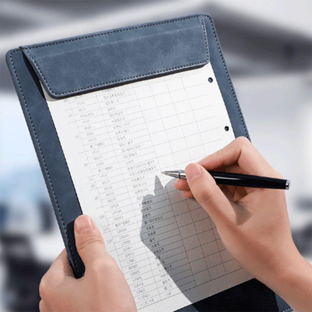Multifunctional A4 Leather Magnetic Buckle Folder Waterproof Signature Clamp Document File  Office
