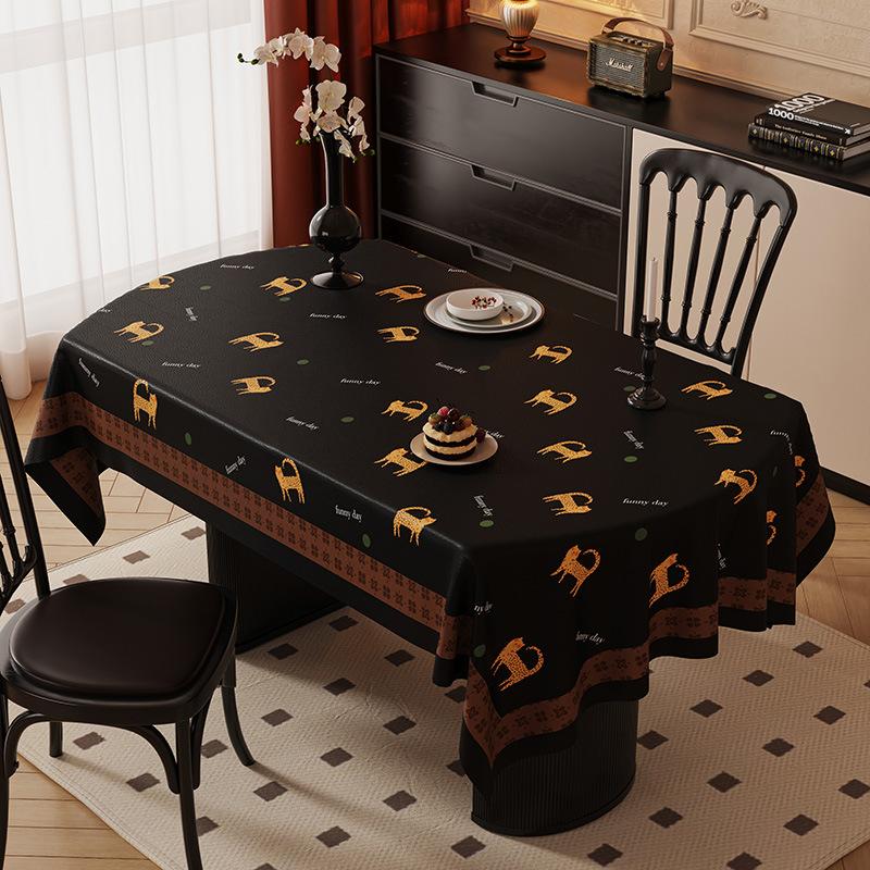 

Скатерть водонепроницаемая и маслостойкая для журнального столика, французский ретро, не требующая снятия, маслостойкая, овальная, легкая роскошь, стильная 80*120cm